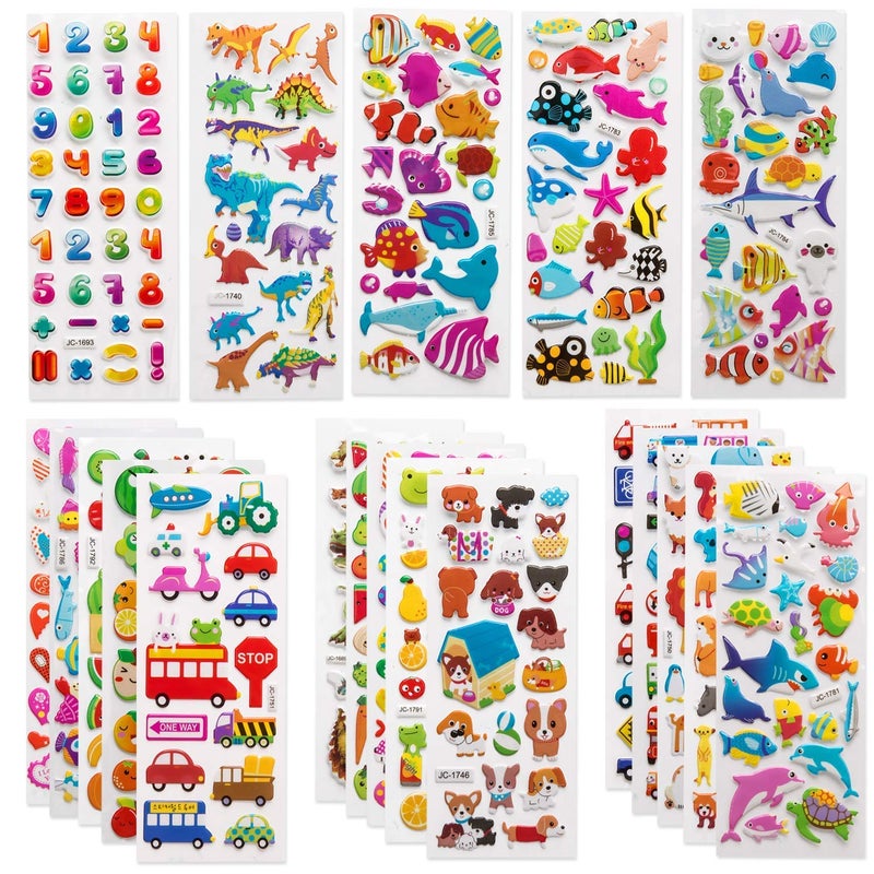 Savita Stickers for Kids 500+ Variety Pack of Puffy Stickers, 3D Puffy Stickers Including Letters, Numbers, Butterflies, Fish, Dinosaurs and More - Image 1