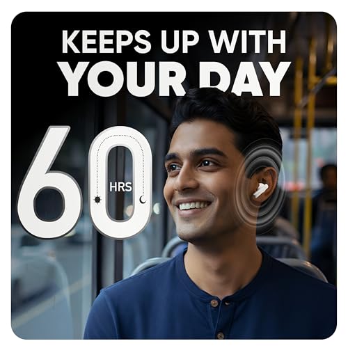 Mivi DuoPods Sync in Ear Earbuds | 60H Playtime Bluetooth Earphones Wireless | Earbuds ENC for Clear Calls | 13mm Drivers Ear Buds Wireless | Gaming Mode | BT 5.3 TWS ENC Earbuds Style | Earpods - Image 2