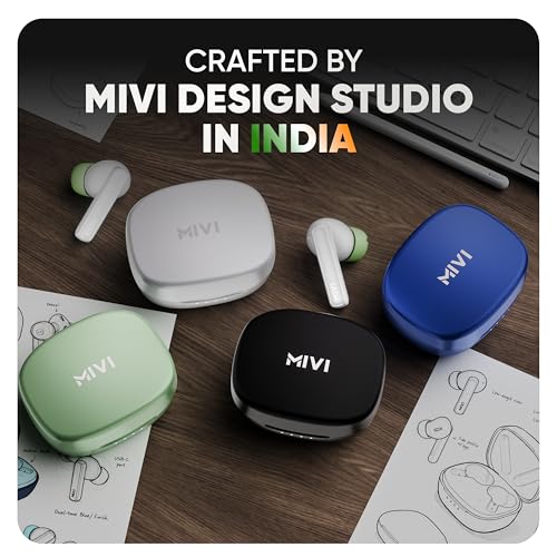 Mivi DuoPods Sync in Ear Earbuds | 60H Playtime Bluetooth Earphones Wireless | Earbuds ENC for Clear Calls | 13mm Drivers Ear Buds Wireless | Gaming Mode | BT 5.3 TWS ENC Earbuds Style | Earpods - Image 4