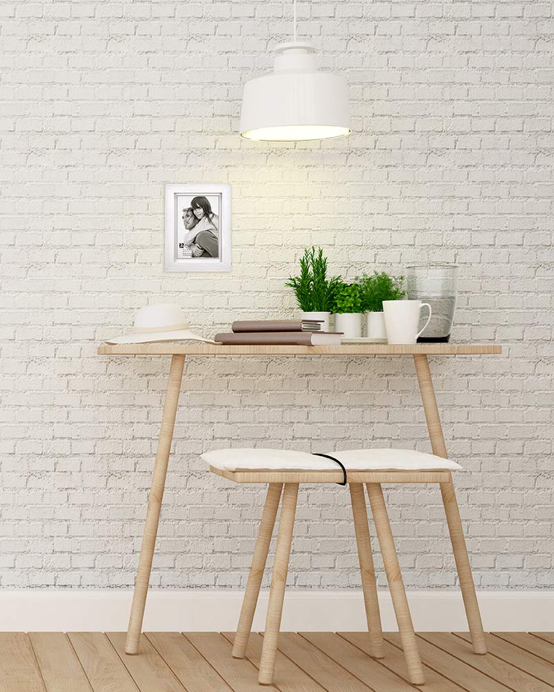 Malden International Designs Linear Rustic Wood Picture Frame, 5x7, Rough White - Image 4