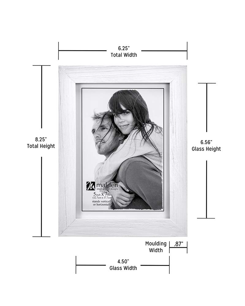 Malden International Designs Linear Rustic Wood Picture Frame, 5x7, Rough White - Image 5
