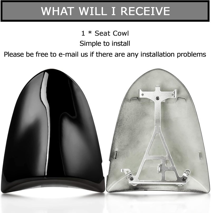 psler غطاء خلفي لنينجا ZX6R 2005 2006 و ZX10R 2006 2007 غطاء مقعد خلفي (أسود) - Image 5