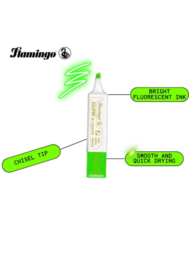 Flamingo GLOW HI-LIGHTER - Pack of 4 Assorted Colors - Non-Toxic - Image 4