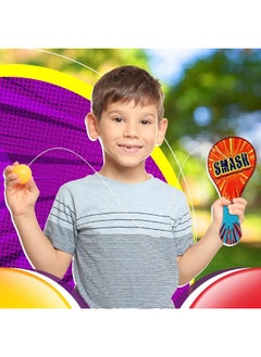 Ja-Ru JA-RU Wooden-Paddle Ball with String (Pack of 3) Vintage Retro Toys Paddle Ball Set | for Kids, Boy and Girl Toy | Indoor, Outdoor Set Games | Party Favors Birthday. Plus 1 Bouncy Ball | 751-3p  - Image 2