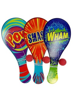 Ja-Ru JA-RU Wooden-Paddle Ball with String (Pack of 3) Vintage Retro Toys Paddle Ball Set | for Kids, Boy and Girl Toy | Indoor, Outdoor Set Games | Party Favors Birthday. Plus 1 Bouncy Ball | 751-3p  - Image 4