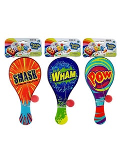 Ja-Ru JA-RU Wooden-Paddle Ball with String (Pack of 3) Vintage Retro Toys Paddle Ball Set | for Kids, Boy and Girl Toy | Indoor, Outdoor Set Games | Party Favors Birthday. Plus 1 Bouncy Ball | 751-3p  - Image 5