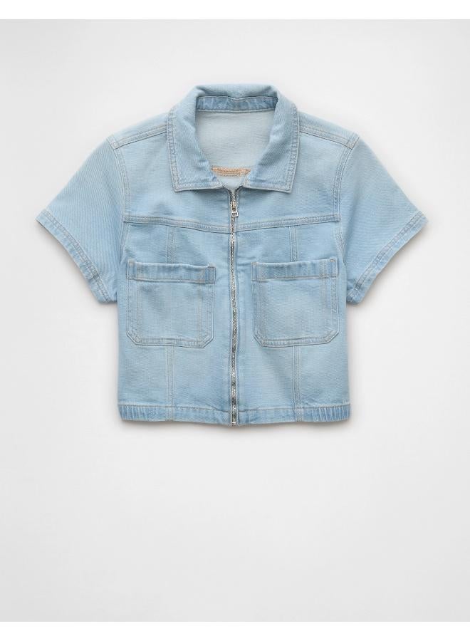 امريكان ايجل تيشيرت  بياقة جينز وسحاب - Image 3