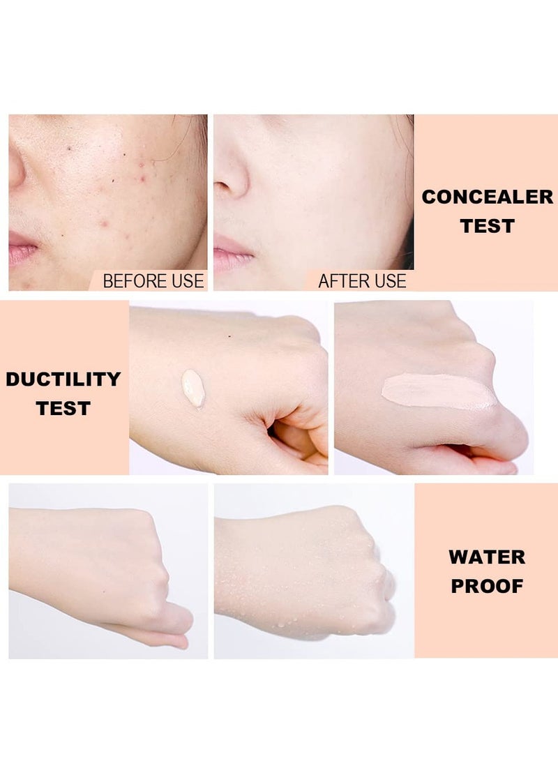 كريم أساس سائل 2 عبوة لمكياج الوجه تغطية كاملة دائمة قاعدة برايمر مقاومة للماء وتصحيح تغطية زيتية مكياج سائل بيج 6 - Image 3