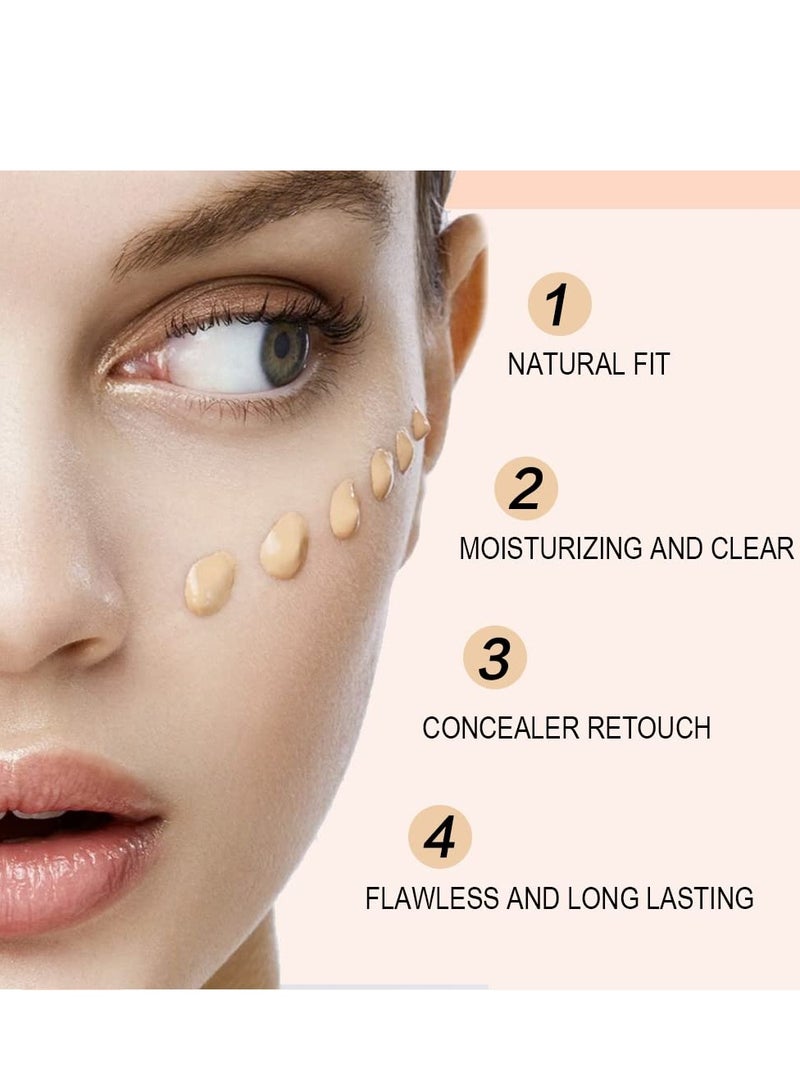 كريم أساس سائل 2 عبوة لمكياج الوجه تغطية كاملة دائمة قاعدة برايمر مقاومة للماء وتصحيح تغطية زيتية مكياج سائل بيج 6 - Image 2