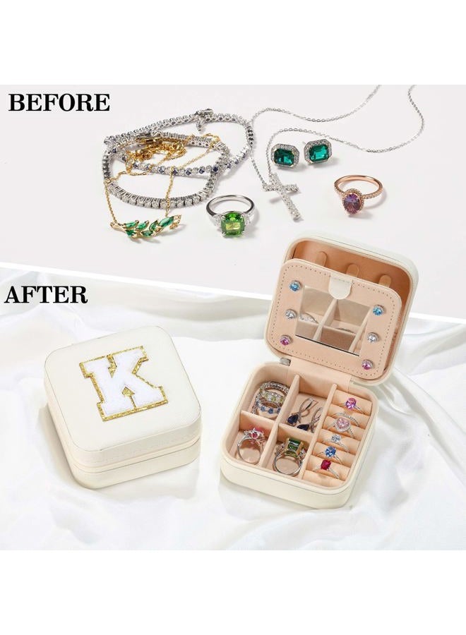 Parima Travel Essentials for Women Girls - Personalised Initial Jewelry Box, White Jewelry Boxes for Womens Fashion | Ring Holder Earring Holder | Beach Essentials for Vacation Essentials - Image 3