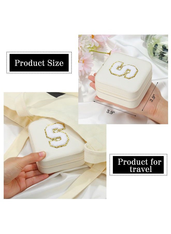 Parima Travel Essentials for Women Girls - Personalised Initial Jewelry Box, White Jewelry Boxes for Womens Fashion | Ring Holder Earring Holder | Beach Essentials for Vacation Essentials - Image 5
