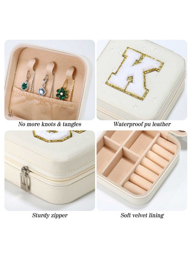Parima Travel Essentials for Women Girls - Personalised Initial Jewelry Box, White Jewelry Boxes for Womens Fashion | Ring Holder Earring Holder | Beach Essentials for Vacation Essentials - Image 4