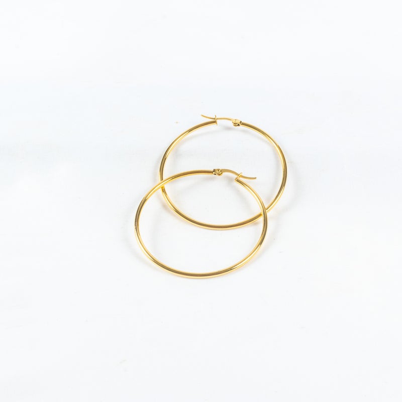 The Black Pearl Accessories Golden Rounded Stainless Steel Earring - Image 2