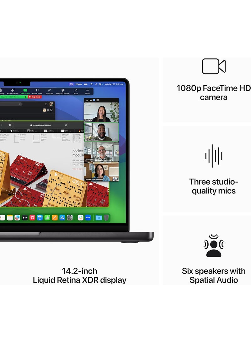 ابل  أحدث شريحة كمبيوتر محمول MacBook Pro MRX43 M3 Pro لعام 2023 مع وحدة معالجة مركزية 12 نواة، ووحدة معالجة رسومات 18 نواة: شاشة Liquid Retina XDR مقاس 14.2 بوصة، وذاكرة موحدة سعة 18 جيجابايت، وتخزين SSD سعة 1 تيرابايت، وتعمل مع iPhone/iPad - Image 3