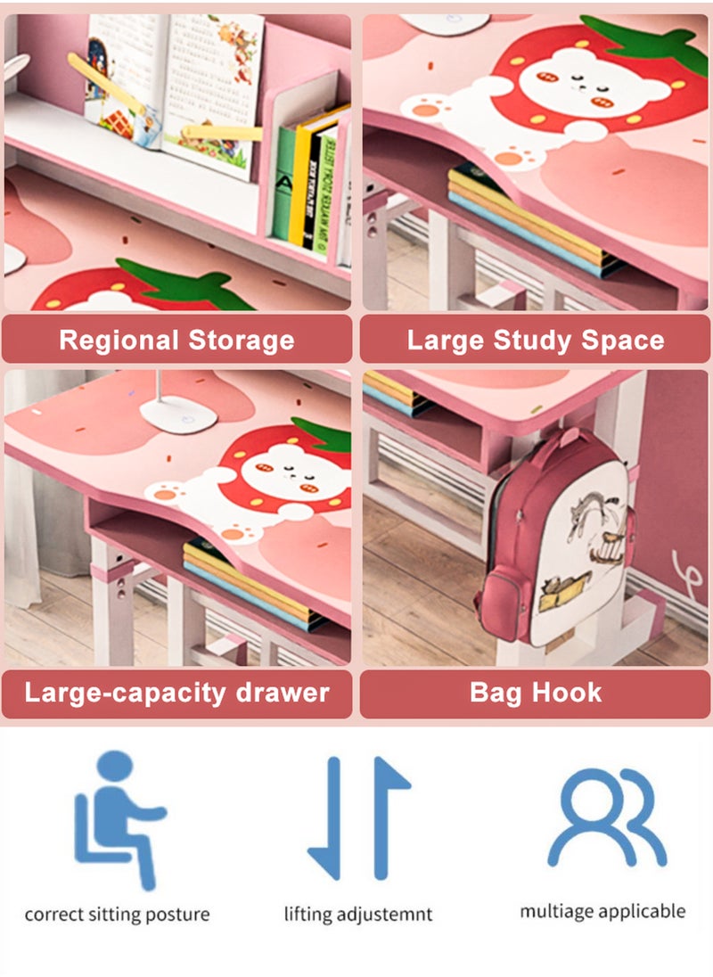 DBLEW Adjustable Kids Study Desk And Chair Set Educational Table with Ergonomic Design Safe Construction Shelves Ample Storage Ideal for Home Learning Nursery Creativity Growing with Your Baby Child  - Image 4