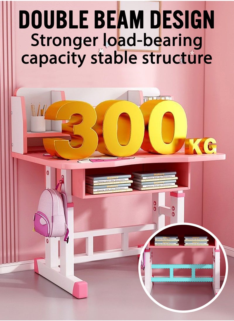 DBLEW Adjustable Kids Study Desk And Chair Set Educational Table with Ergonomic Design Safe Construction Shelves Ample Storage Ideal for Home Learning Nursery Creativity Growing with Your Baby Child  - Image 5