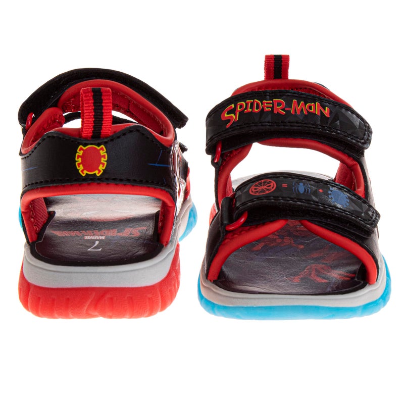 Josmo Kids Spiderman Lighted Sandal (Toddler/Little Kid) Black/Red 12 Medium - Image 3