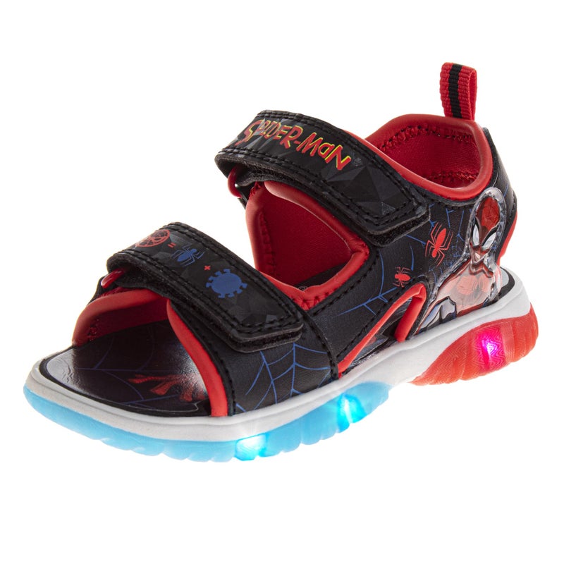 Josmo Kids Spiderman Lighted Sandal (Toddler/Little Kid) Black/Red 12 Medium - Image 1
