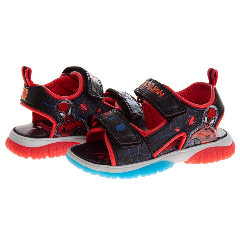 Josmo Kids Spiderman Lighted Sandal (Toddler/Little Kid) Black/Red 12 Medium - Image 4
