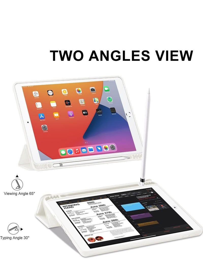ELTRAZONE - iPad 9th/8th/7th Generation Case (2021/2020/2019) - 10.2-Inch Case with Pencil Holder [Sleep/Wake], Slim Soft TPU Back Smart Magnetic Stand Protective Cover (White) - Image 1
