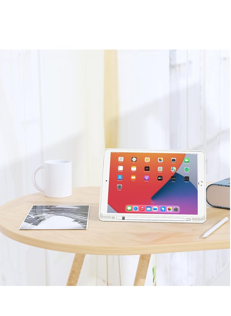 ELTRAZONE - iPad 9th/8th/7th Generation Case (2021/2020/2019) - 10.2-Inch Case with Pencil Holder [Sleep/Wake], Slim Soft TPU Back Smart Magnetic Stand Protective Cover (White) - Image 1