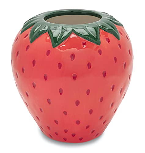 ban.do Vintage Inspired Strawberry Vase, Decorative Ceramic Vase, Large Flower Vase, Unique Strawberry Decor for Home/Kitchen/Office - Image 1