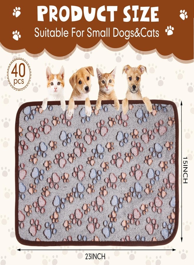 Chumia 40 Pcs Dog Blankets Soft Fluffy Fleece Washable Puppy Sleep Blankets Small Mat for Pets Throw Warm Bed Mat for Dog Puppy Cat (Black,Paw) - Image 2