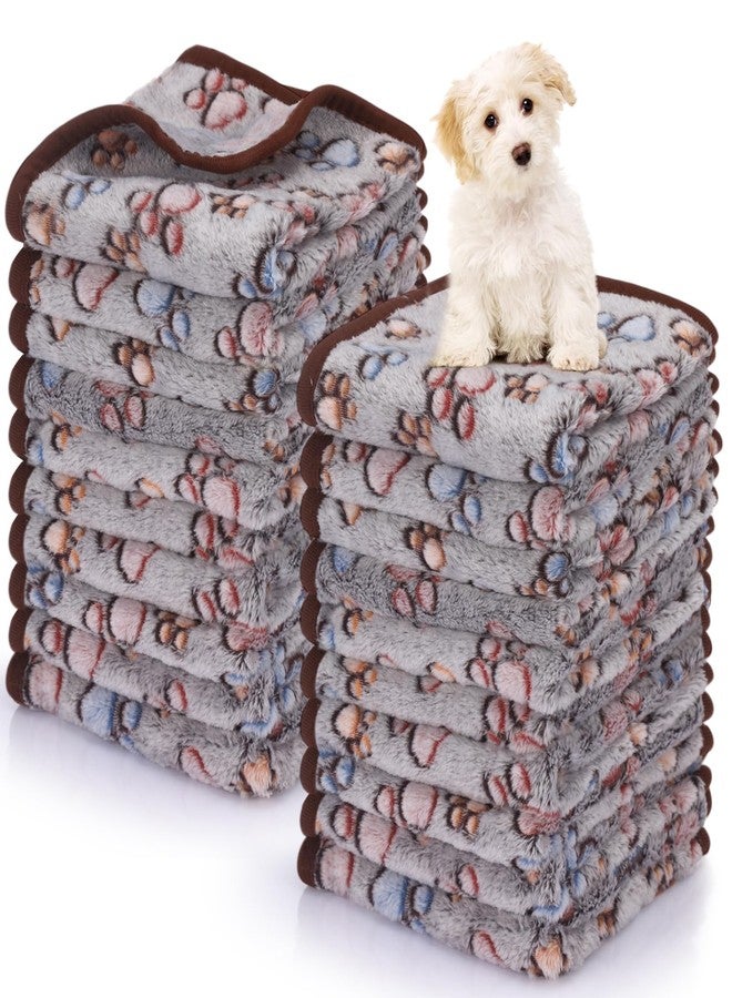 Chumia 40 Pcs Dog Blankets Soft Fluffy Fleece Washable Puppy Sleep Blankets Small Mat for Pets Throw Warm Bed Mat for Dog Puppy Cat (Black,Paw) - Image 1