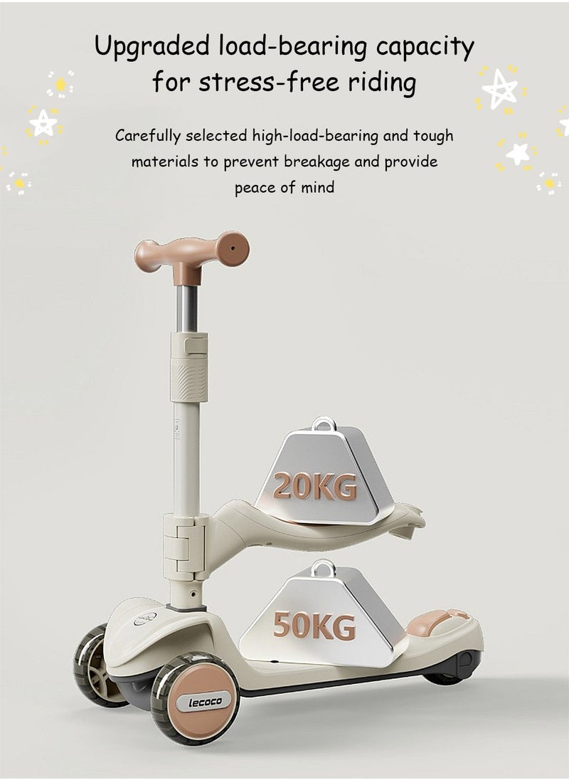 Lecoco - 3-in-1 Kids Kick Scooter with Light up Wheels, for 1-12 years Boys and Girls, Easy folding Scooter with Adjustable Handle and Parent Push Bar - Image 1