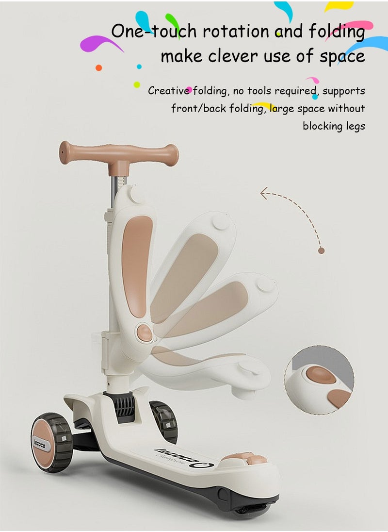 Lecoco 3-in-1 Kids Kick Scooter with Light up Wheels, for 1-12 years Boys and Girls, Easy folding Scooter with Adjustable Handle and Parent Push Bar  - Image 3