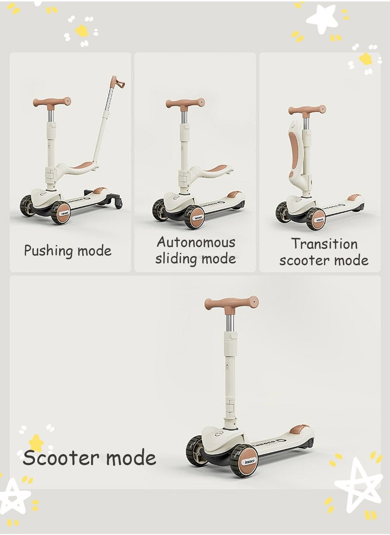 Lecoco 3-in-1 Kids Kick Scooter with Light up Wheels, for 1-12 years Boys and Girls, Easy folding Scooter with Adjustable Handle and Parent Push Bar  - Image 2