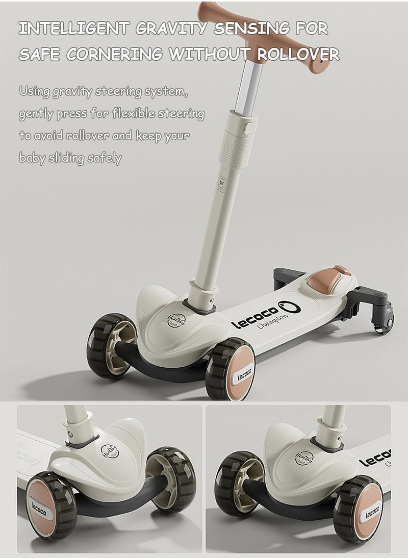 Lecoco - 3-in-1 Kids Kick Scooter with Light up Wheels, for 1-12 years Boys and Girls, Easy folding Scooter with Adjustable Handle and Parent Push Bar - Image 1