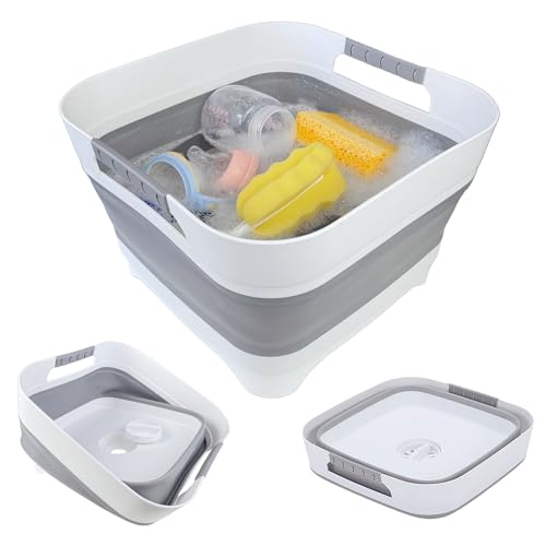 GIMWA Wash Basin for Baby Bottles, Foldable, Versatile Wash Tub for Kitchen, RV, Outdoor Camping Sink, Sturdy & Easy to Clean - Image 1
