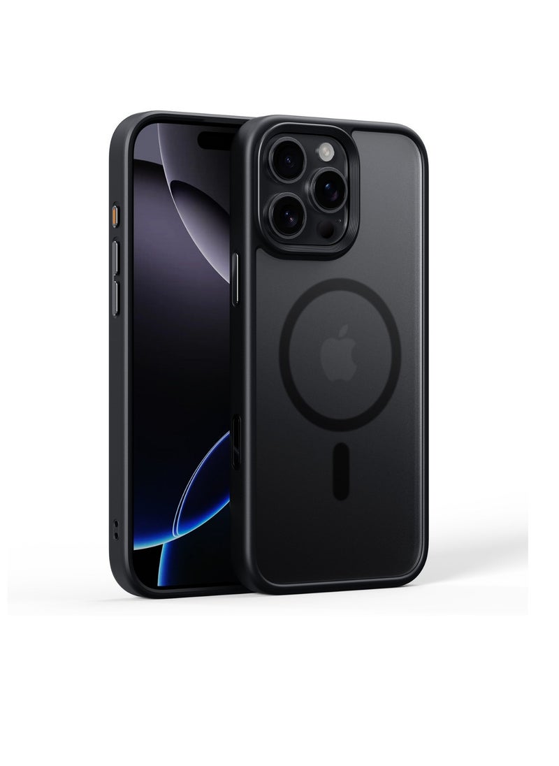 general iPhone16promax mobile phone case, matte magnetic belt shooting button case, suitable for Apple, mobile phone case (black) - Image 1