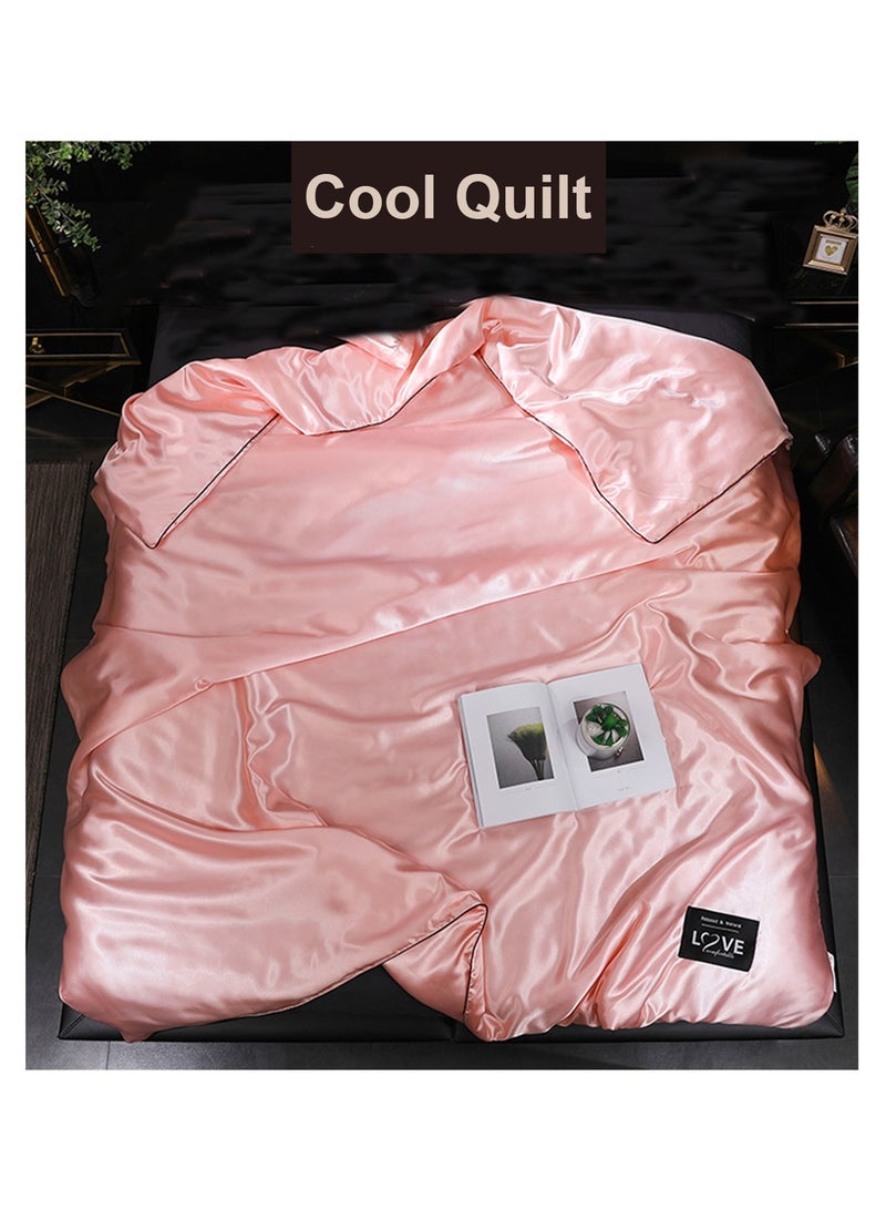 150x200cm Cooling Quilt Lyocell Cold-tech Fabric Comforter Blanket For Hot Sleepers Lightweight Silk-like Smooth Soft Breathable Summer Quilt Pink  - Image 1
