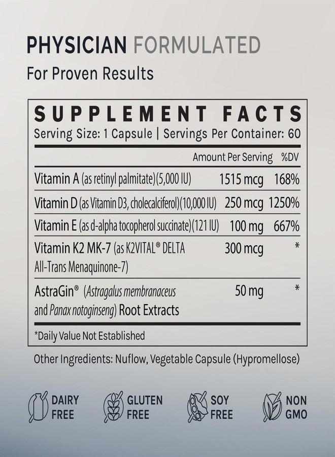 InfiniWell Defend Pro Bone & Immune Support Supplement - Vitamin A, D3 & K2 Supplement - Bioavailable, Active Nutrients - 250mcg VIT D - Aid Bone Strength, Heart Health & More (60 Capsules) - Image 4