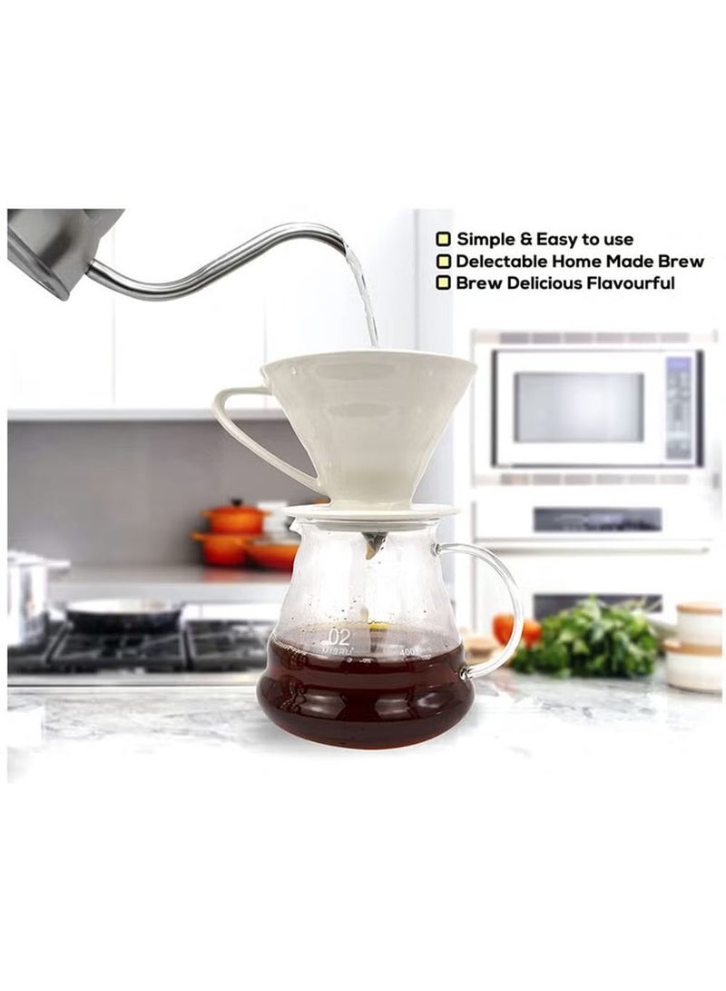 YOUGE V60 Ceramic Dripper Made Of High Fired Material Pour Over Coffee Maker Slow Brewing Home Office Cafe Strong Flavour Brewer White - Image 5