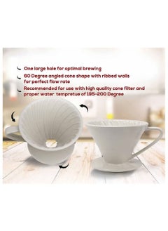 V60 Ceramic Dripper Made Of High Fired Material Pour Over Coffee Maker Slow Brewing Home Office Cafe Strong Flavour Brewer White - pzsku/Z84C8AB7361E59FE57B4BZ/45/_/1725003553/1bae05e8-cc54-4656-9769-b2fad2fee6fc