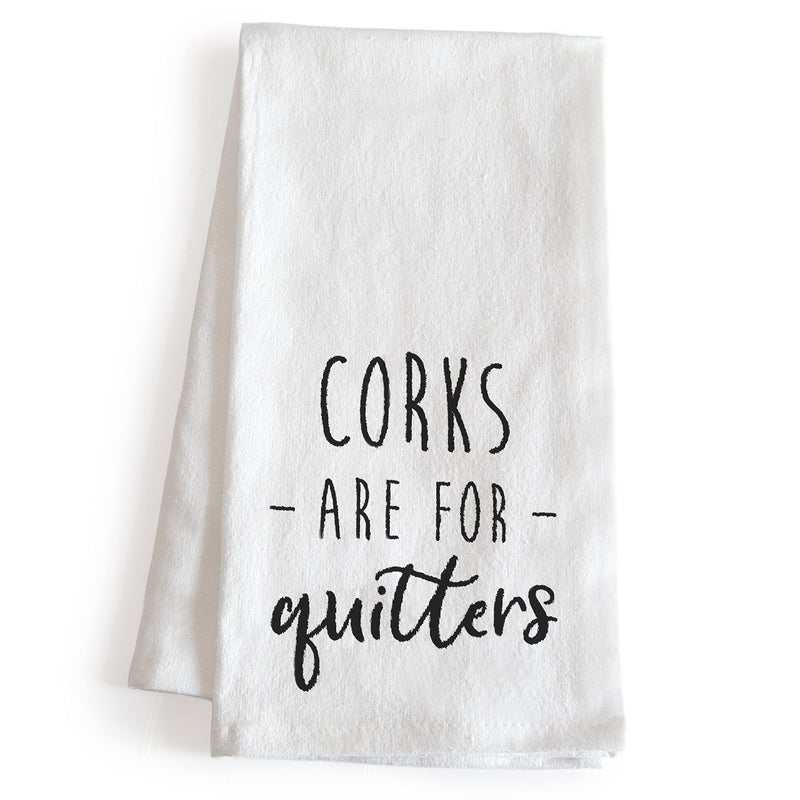 MAINEVENT Corks Are For Quitters 18x24 Inch White Cotton Hand Towel