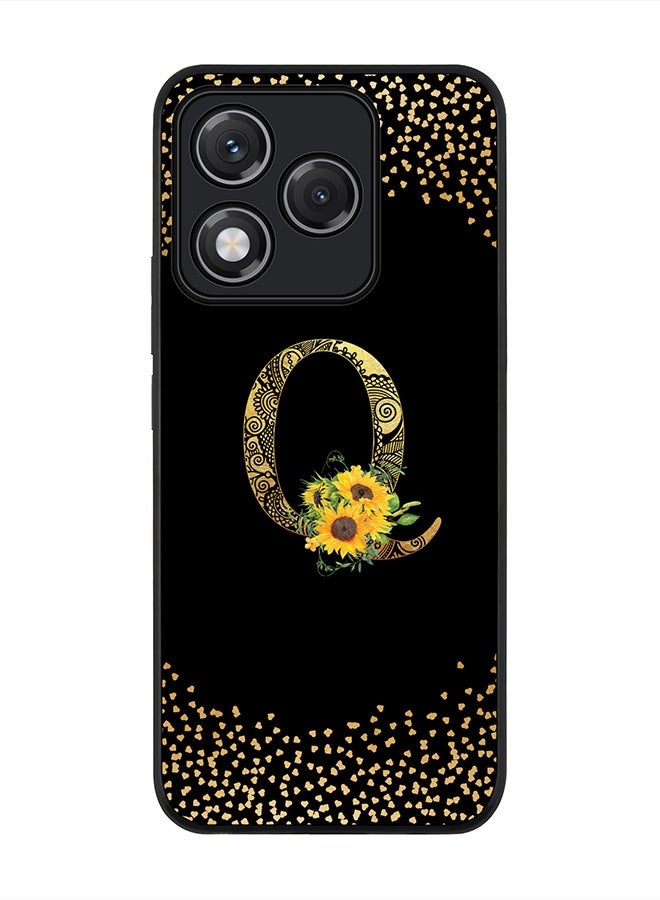 Stylizedd For Honor 400 Lite Case,Slim fit Camera Protection, Shockproof Thin Phone cover  - Custom Floral Monogram - Q ( Black )