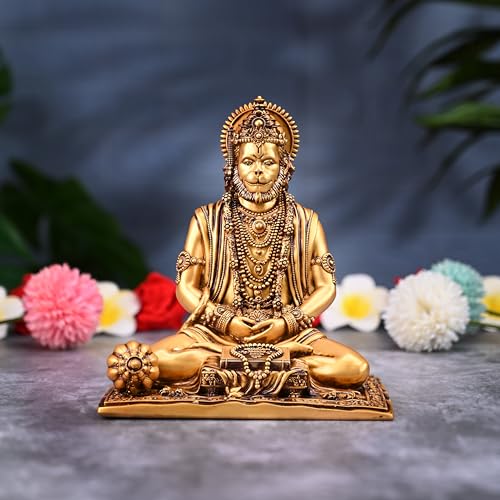 Artarium Meditating Hanuman Murti for Home Decor & Pooja Room (7.5 Inch), Resin Bajrangbali Idol for Temple, Office Table & Car Dashboard, Sankat Mochan Hanuman Statue for Spiritual & Corporate Gift - Image 2
