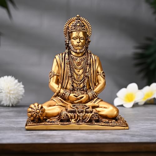 Artarium Meditating Hanuman Murti for Home Decor & Pooja Room (7.5 Inch), Resin Bajrangbali Idol for Temple, Office Table & Car Dashboard, Sankat Mochan Hanuman Statue for Spiritual & Corporate Gift - Image 3