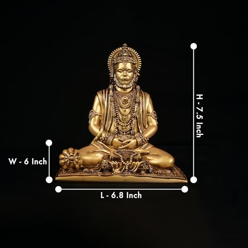 Artarium Meditating Hanuman Murti for Home Decor & Pooja Room (7.5 Inch), Resin Bajrangbali Idol for Temple, Office Table & Car Dashboard, Sankat Mochan Hanuman Statue for Spiritual & Corporate Gift - Image 4