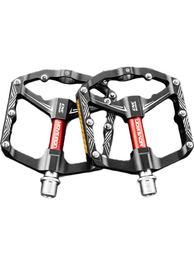 Move Iron Bicycle Pedals, 3-Bearing Anti-Slip Pedals, Cnc Aluminum Alloy, For Road And Mountain Bikes, Reflective Strips, Universal Foot Pedals - Image 1