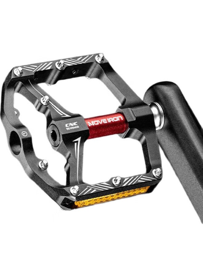 Move Iron Bicycle Pedals, 3-Bearing Anti-Slip Pedals, Cnc Aluminum Alloy, For Road And Mountain Bikes, Reflective Strips, Universal Foot Pedals - Image 2