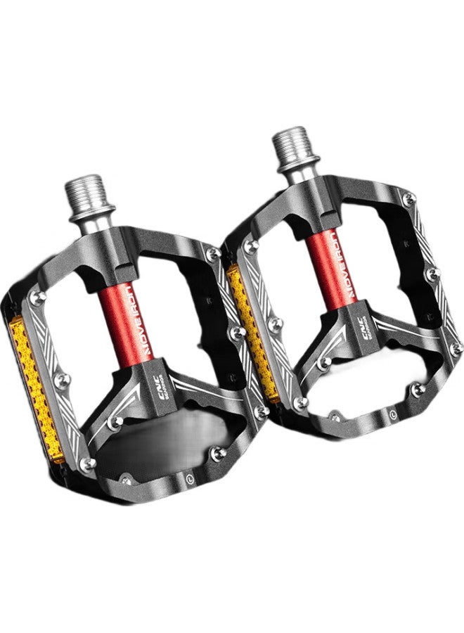 Move Iron Bicycle Pedals, 3-Bearing Anti-Slip Pedals, Cnc Aluminum Alloy, For Road And Mountain Bikes, Reflective Strips, Universal Foot Pedals - Image 3