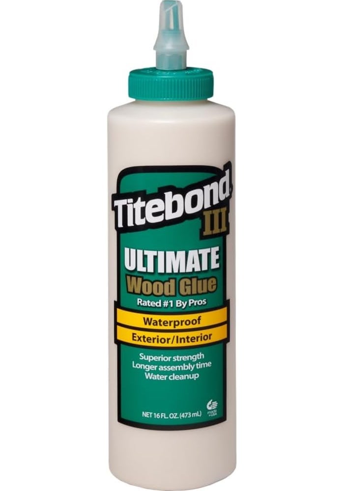Titebond III Ultimate Wood Glue - 16 fl oz (473 ml) - Waterproof and Strong Adhesive for Wood, Cloth, and Leather - Image 1