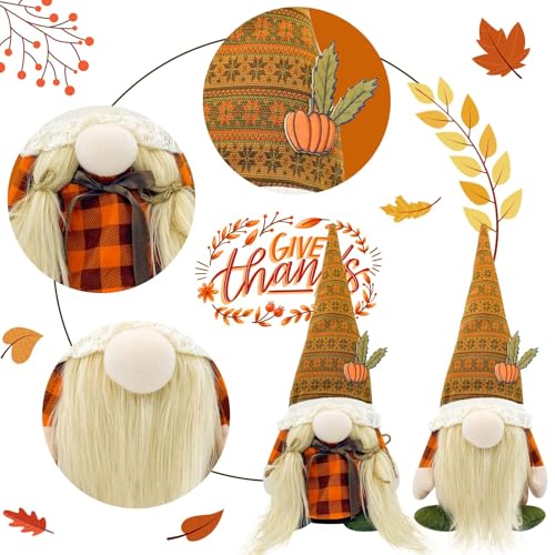 Lovinland Thanksgiving Decorations for Home - Fall Decor - Cute Thanksgiving Gnomes Plush Doll for Office, Indoor, Living Room, Tiered Tray, Harvest Table Supplies - Autumn Birthday Gifts Basket Ideas for Women - Image 2