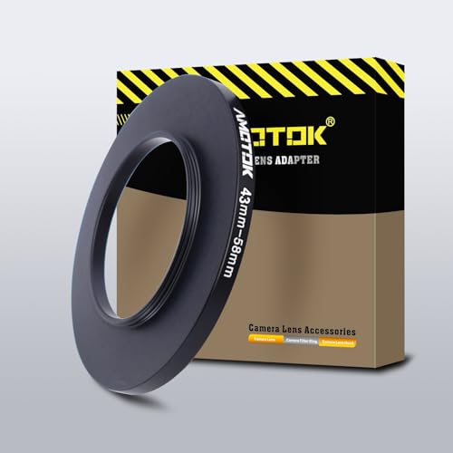 AMOTOK 43mm Lens to 58mm Lens Adapter,43mm to 58mm Filter Step-Up Adapter Ring,Compatible All 58mm Filter Accessory - Image 1