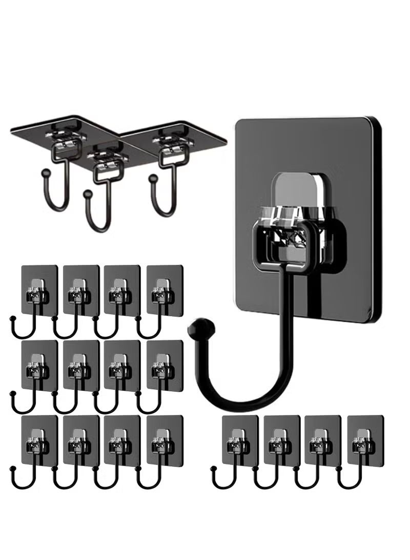 Adhesive Hooks, Wall Hooks for Hanging, 66lbs Load, Waterproof Wall Mount Hangers for Bathroom & Home (20-Pack) - Image 1